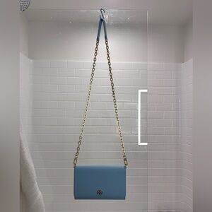 Tory Burch Light Blue Crossbody Bag with Gold Chain